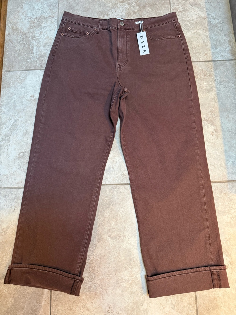 DAZE Women's 90’s Slouch Denim in Chocolate Brown